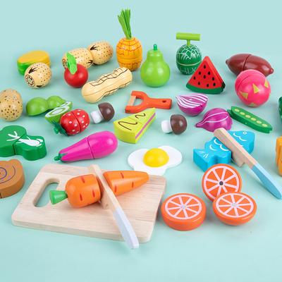 6/9/12pcs Fruit Cutting Toys Magnetic Wooden Cutting Fruits Vegetables Play House Simulation Kitchen Food Toys for Children
