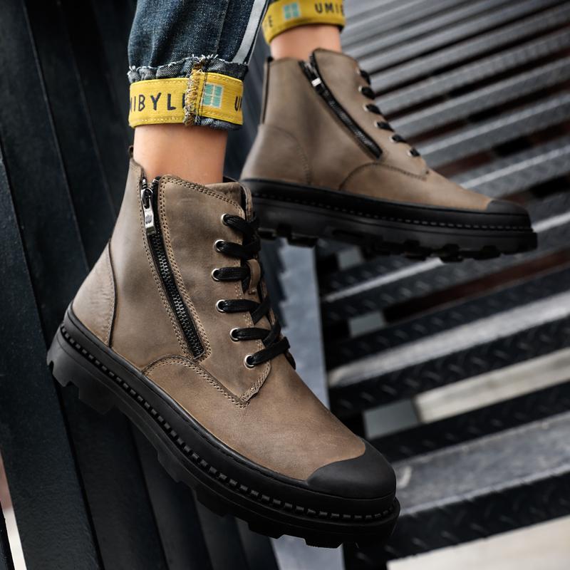 Mode Echte Leder Herrenstiefel Modischer minimalistischer Designstil Outdoor Motorrad Täglich Büro Herbst- und Winterschuhe 38-47