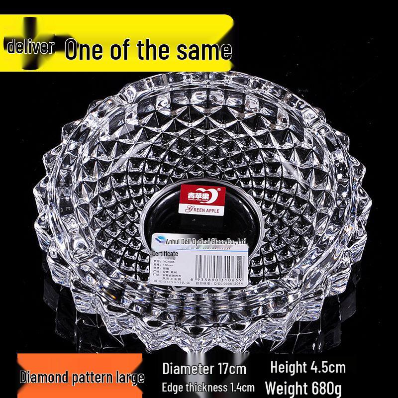 Buy One Get Two: Large Crystal Glass Ashtray for Home, Bedside, or Bar