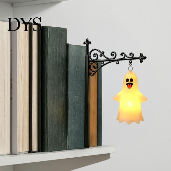 Gothic Home Decor Accent Halloween Bookshelf Light, Vintage Metal Decorative Shelf Lamp, Battery Powered Classic Interior Design Accents Warm