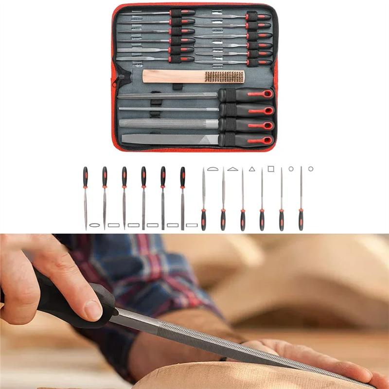 For Metal Hand File Set 16Pcs-Double Pattern Files With Brush Steel, For Metal& Wood File Works Large, Small Files Included