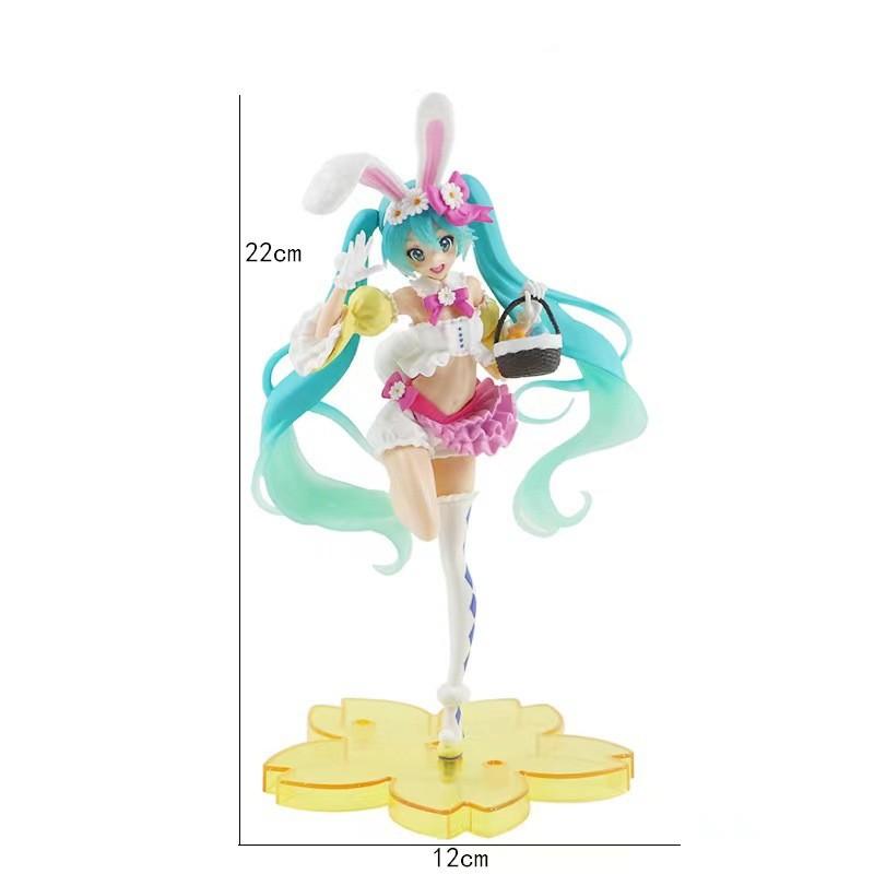 Hatsune Miku Anime Figure Pink Dress Sitting Posture PVC Model Action Toys Cherry Pink Cherry Blossom Decoration Collect Gifts