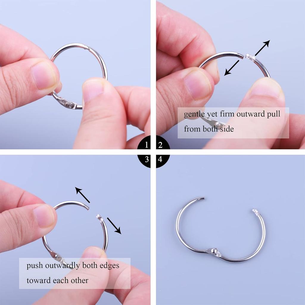 50 Pcs Silver Metal Binder Rings Loose Leaf Office Book Index Card Keychain Key Rings for School Home Office Organization