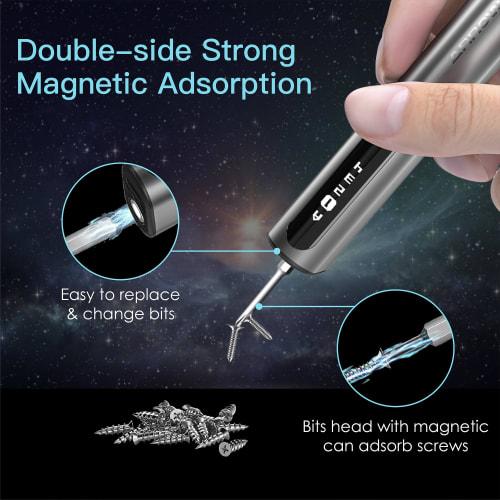 ARROWMAX 7.4V Mini Electric Screwdriver, Precision Electric Screwdriver with 60-in-1 Magnetic Bits, Smart Motion Control, Max 3 N.m, 5 Torque Modes, R