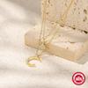 S925 Sterling Silver Double-Layer Stacked Star Star Moon Diamond Women'S Necklace Collarbone Chain Commuting Worry-Free Match
