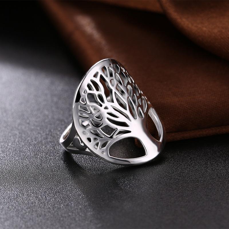 Copper Color Ring Hollowed Out Tree Shape Artistic Design Size 6-10 Unisex Jewelry For Women&Men Wedding Ring For Bride Groom