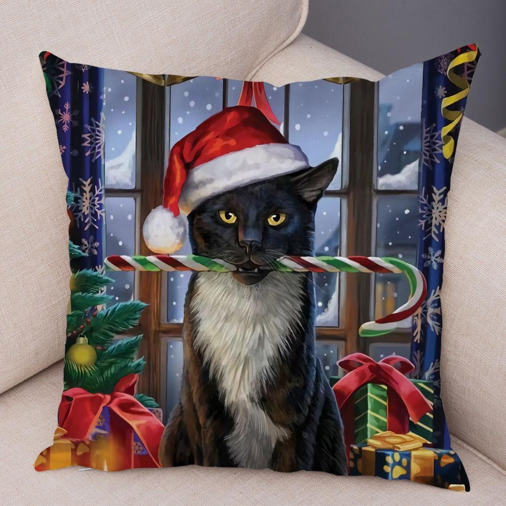 Pet Cartoon Animal Pillowcase Sofa Home Car Pillowcase Cute Watercolor Cat Cushion Cover Decoration