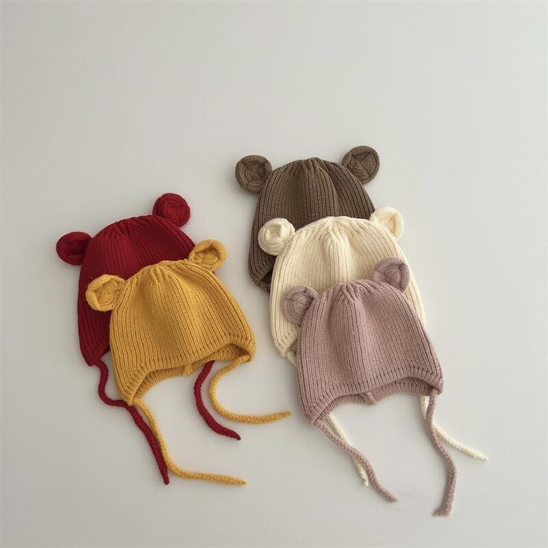 Children's knitted hat super cute small ears warm ear protection hat autumn and winter boys and girls baby versatile wool hat