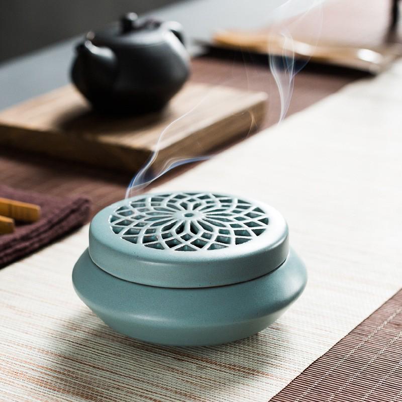 Antique Small Ceramic Incense Burner for Indoor Aromatherapy & Tea Ceremonies