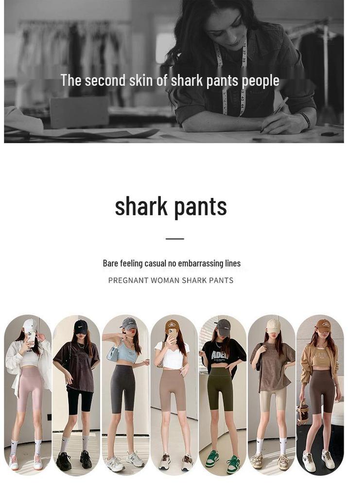 Women's Five-Point Shark Skin Compression Shorts: Anti-Exposure, Tummy Control, Slimming Fit for Summer Yoga, Cycling, and More.