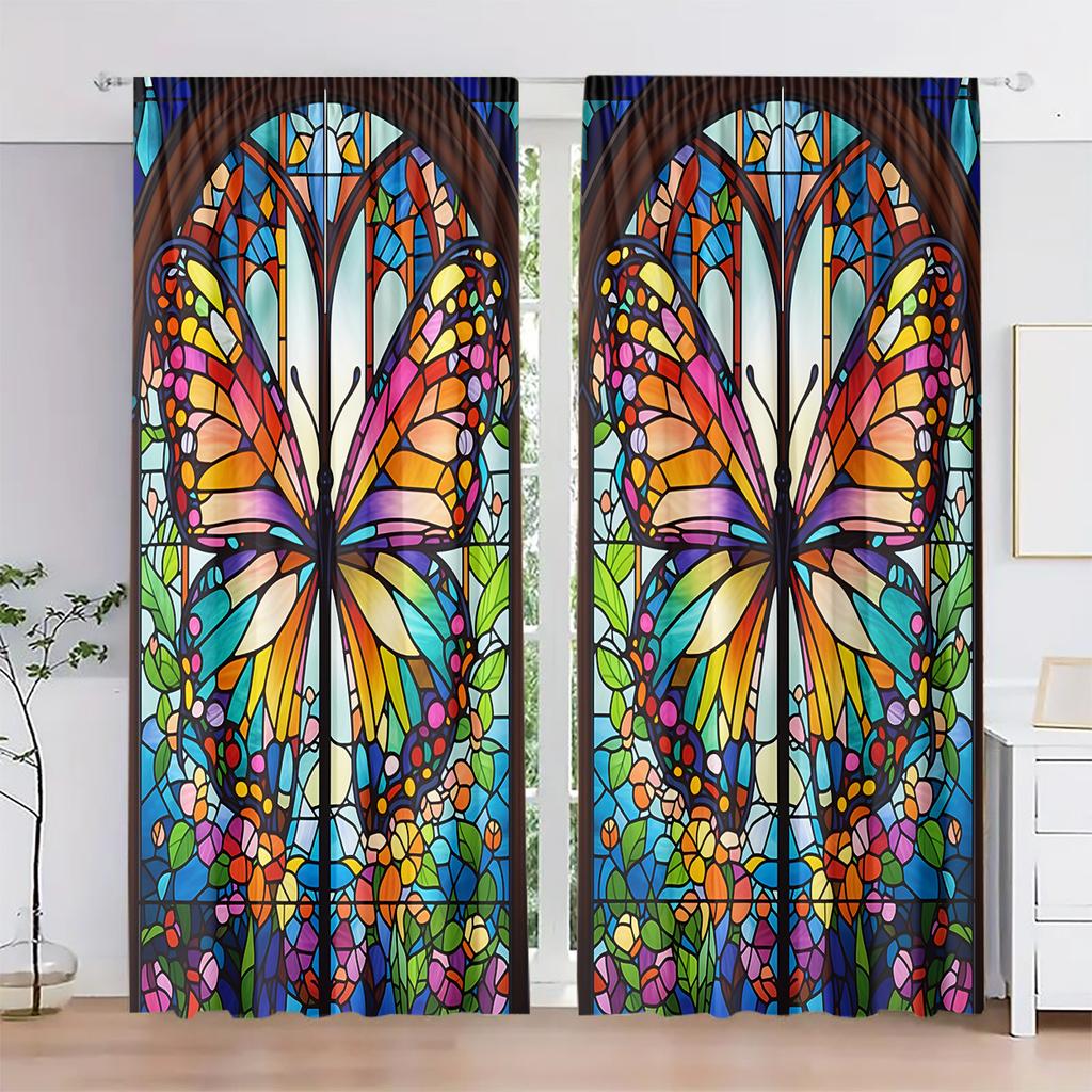 Bohemian Curtain 2pcs Polyester Filter Curtain Bohemian Style Living Room Bay Window Decoration   Multiple Sizes