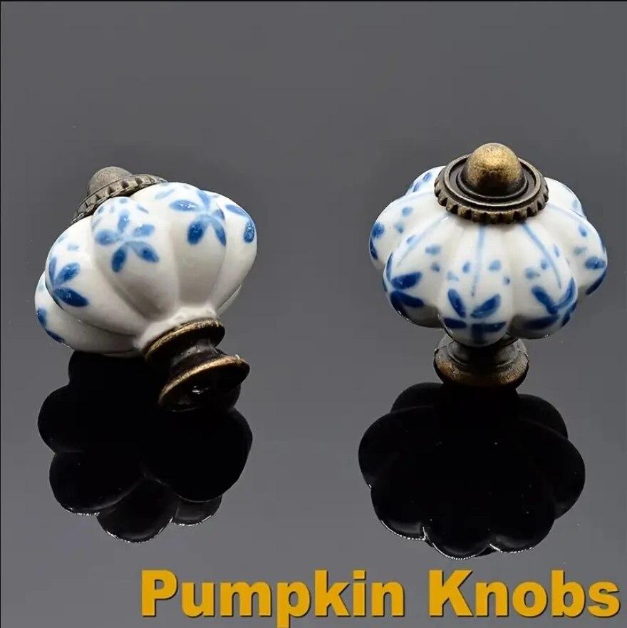 Rustik Desenli Balkabağı Seramik Çekme Kolu Çocuk Odası Çekmece Dolap Kapı Kolu Avrupa Retro Kolu