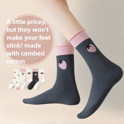 Γυναικείες Βαμβακερές Κάλτσες Deodorant, Χωρίς Ραφή, με Κινούμενα Σχέδια, για Άνοιξη και Φθινόπωρο