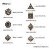 7 Pcs Yellow Fish Scale Metal Dice Solid Metal Polyhedral Dice Set Suitable for Role-Playing RPG  Board Game Card Game