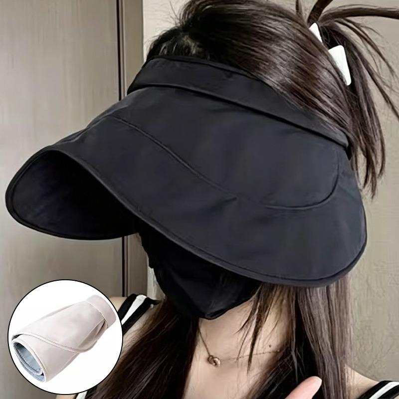 Harajuku Foldable Large-brim Sun Hat for Women Summer Empty Top Visor Cap Outdoor UV Protection Female Adjustable Sunscreen Hats