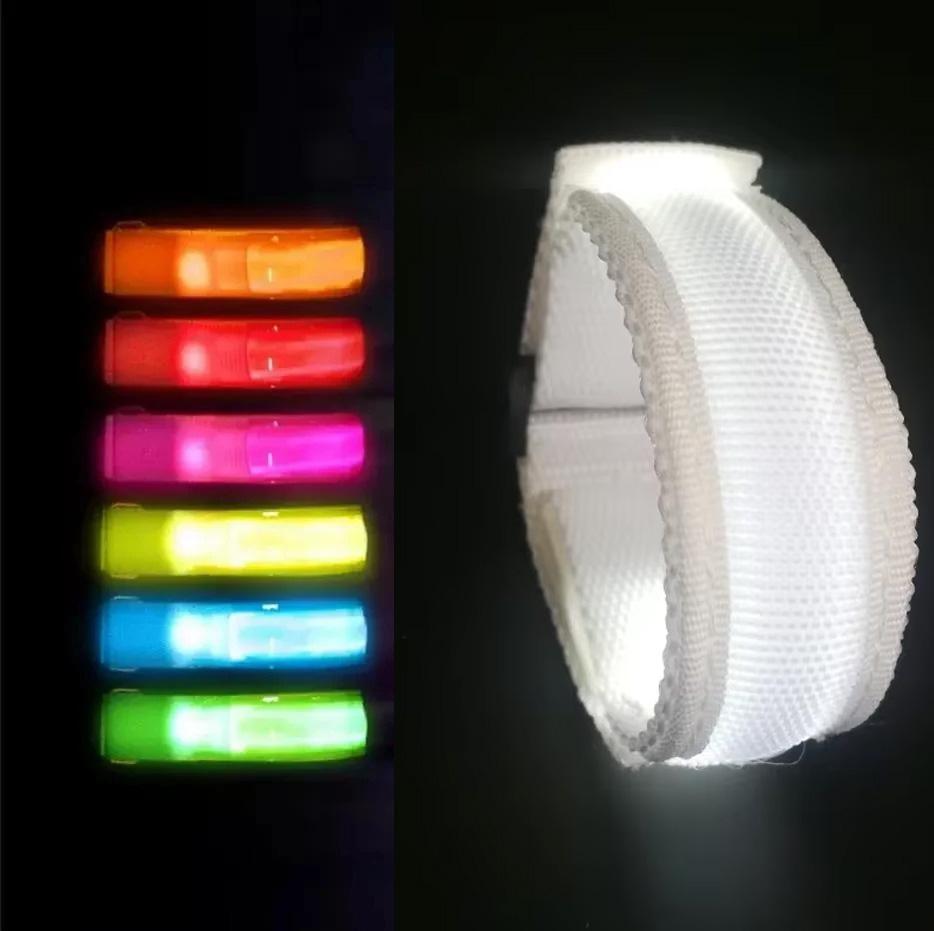 2Pcs LED Light Luminous Armband Bracelet Night Reflective Safety Belt Outdoor Sports Night Running Cycling Leg Arm Band Unisex