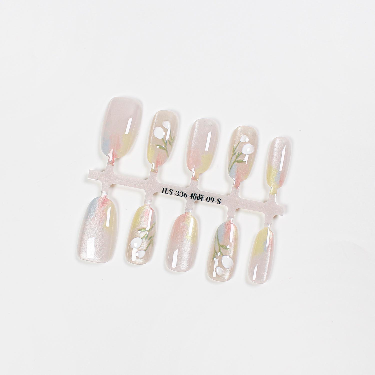 

Jiaolong Cat Eye Wearable Pre-made Nail Pieces - Fresh Texture Handmade False Nails Extra Small