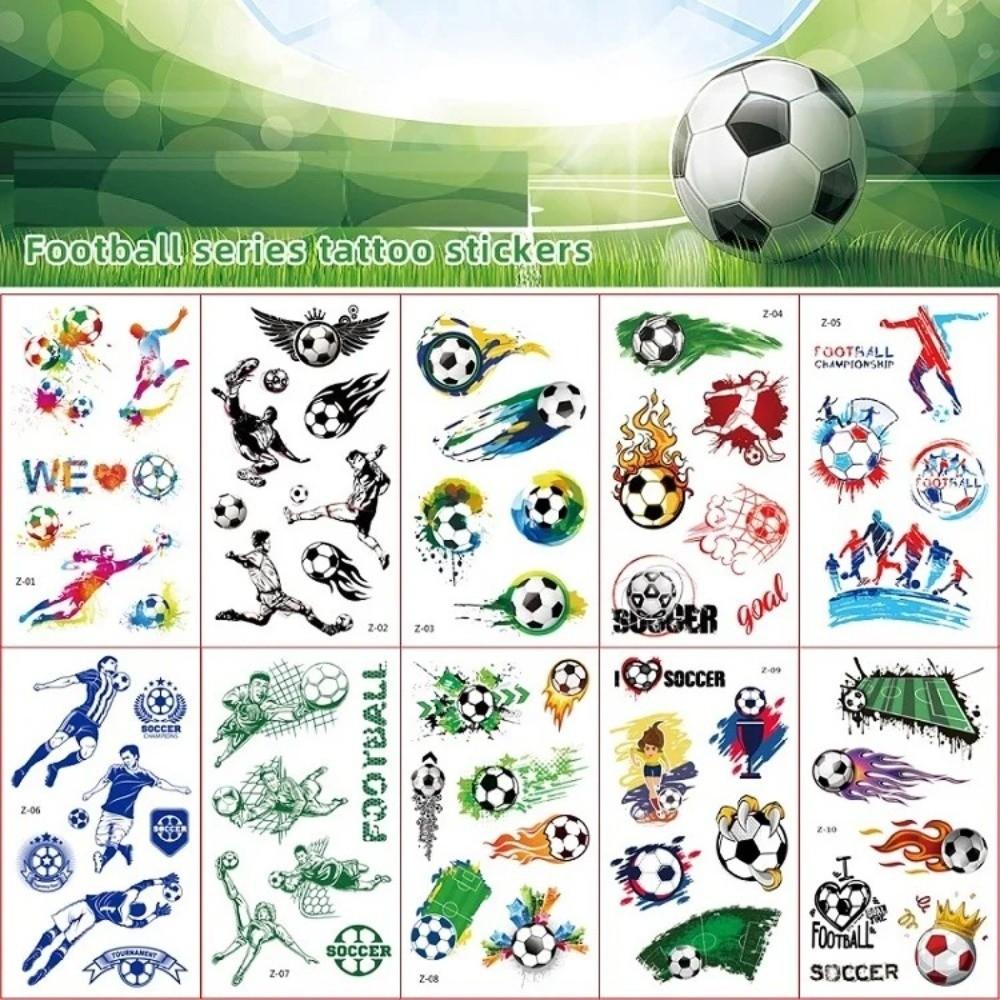 10Pcs/set Soccer Luminous Tattoo Sticker Glowing Cartoon Soccer Tattoo  Women Men