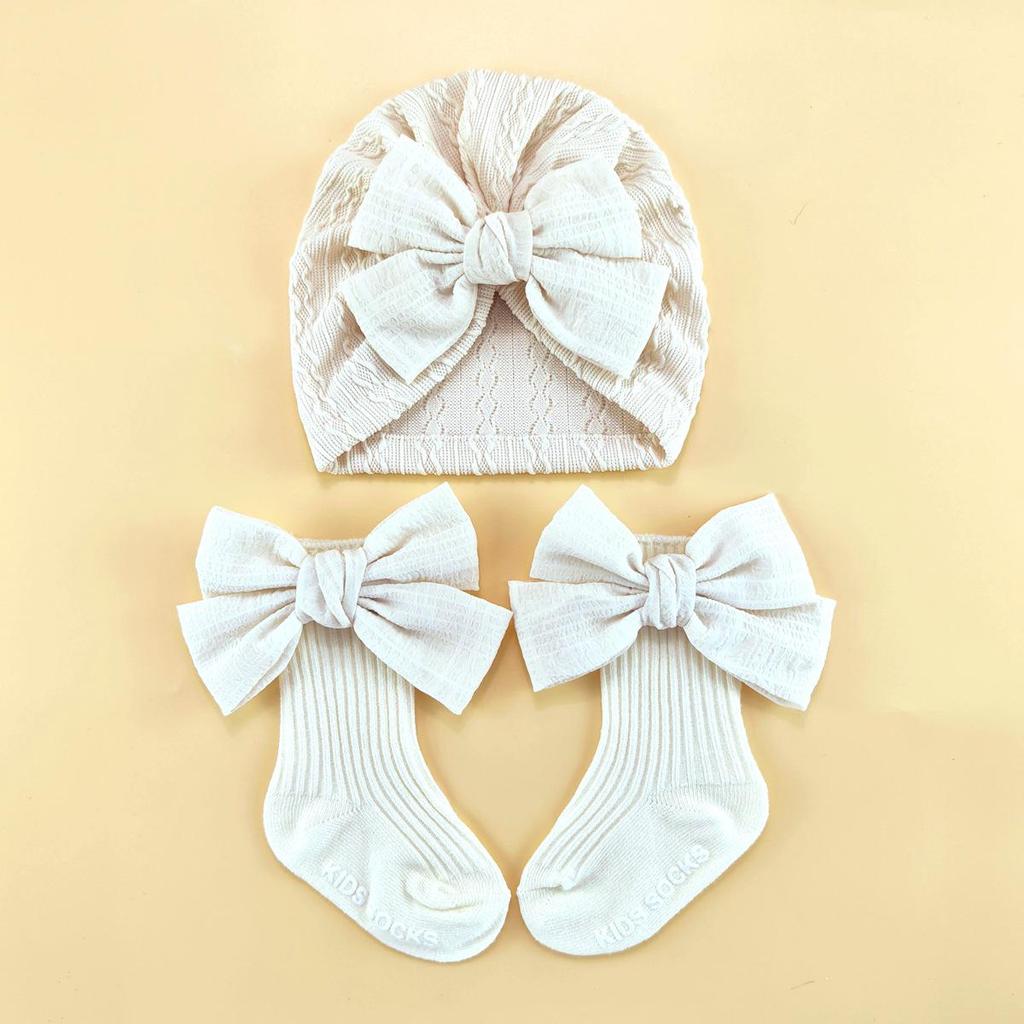 Europeisk & Amerikansk Baby Jacquard Rosettmössa - Söt Spädbarnspullover & Nyföddsmössa