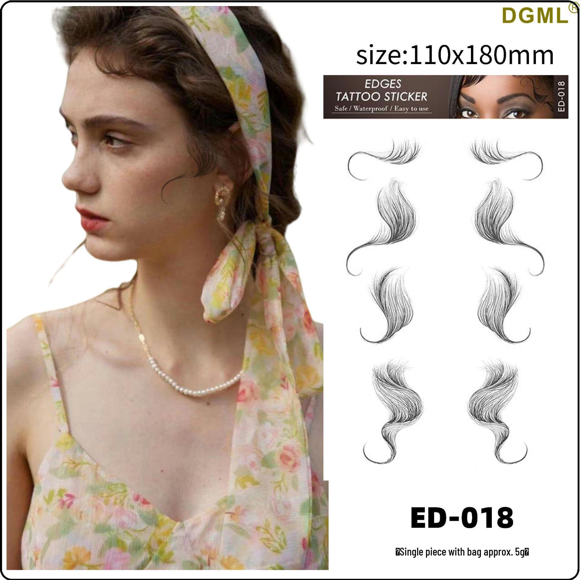 Eco-Friendly Hairline Tattoo Stickers - Imitation Bangs 11x16 cm