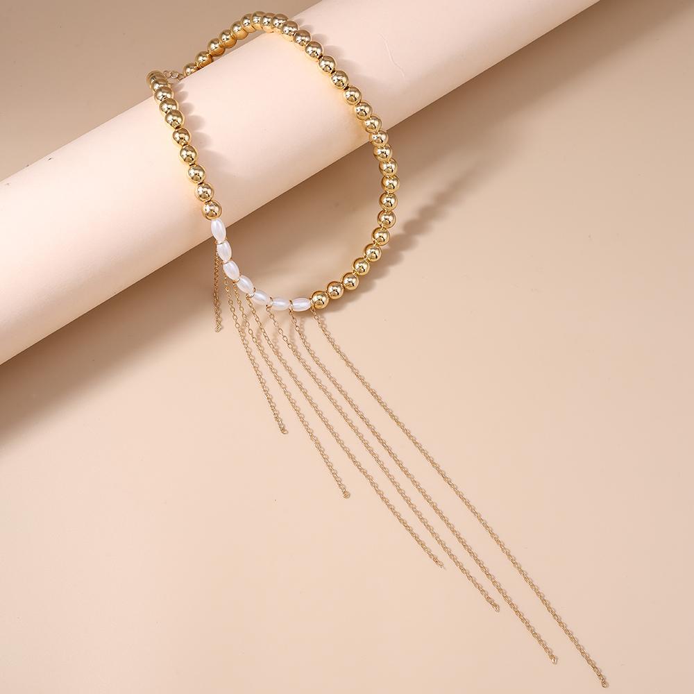 Fashion Pearl Beads Choker Necklaces for Women Girls Chain Tassels Necklace Party Holiday Jewelry Gift