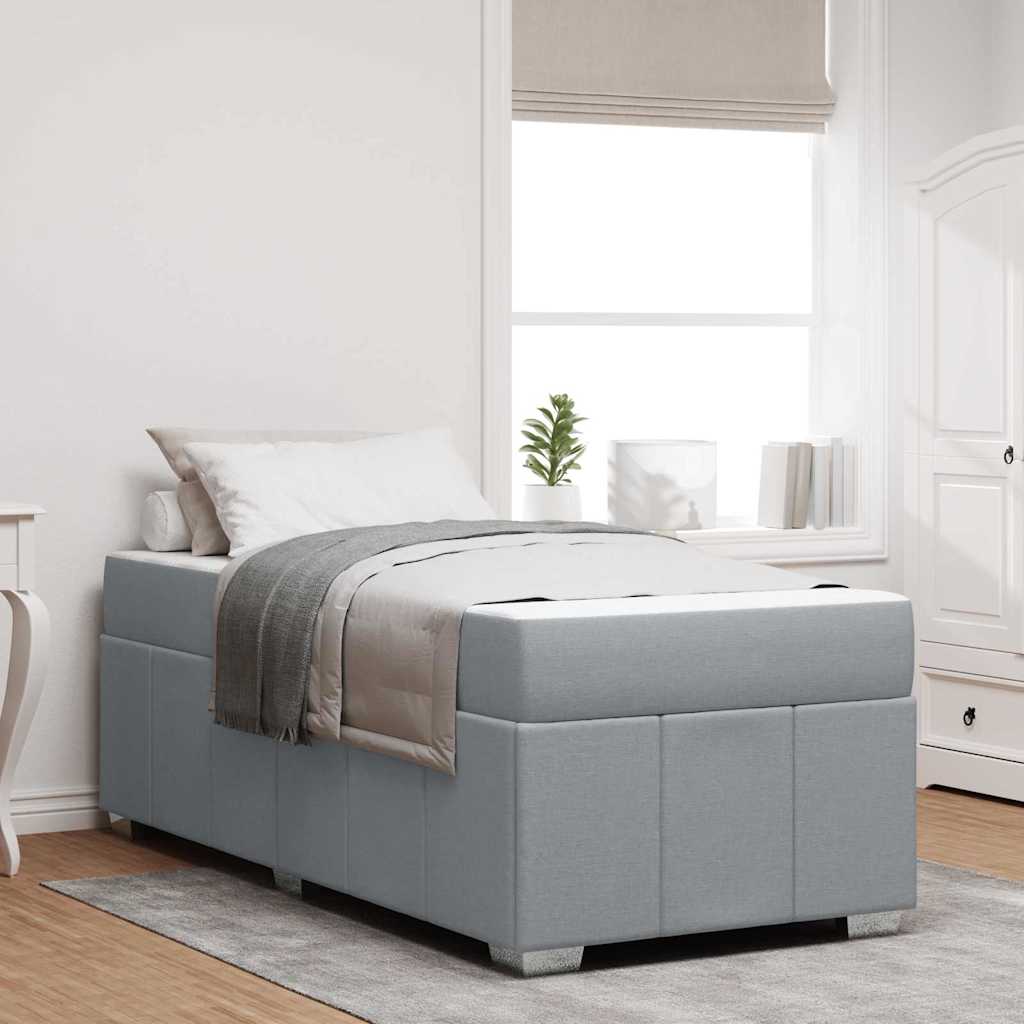 Bed Frame with Mattress Light Grey 100 x 200 cm Fabric