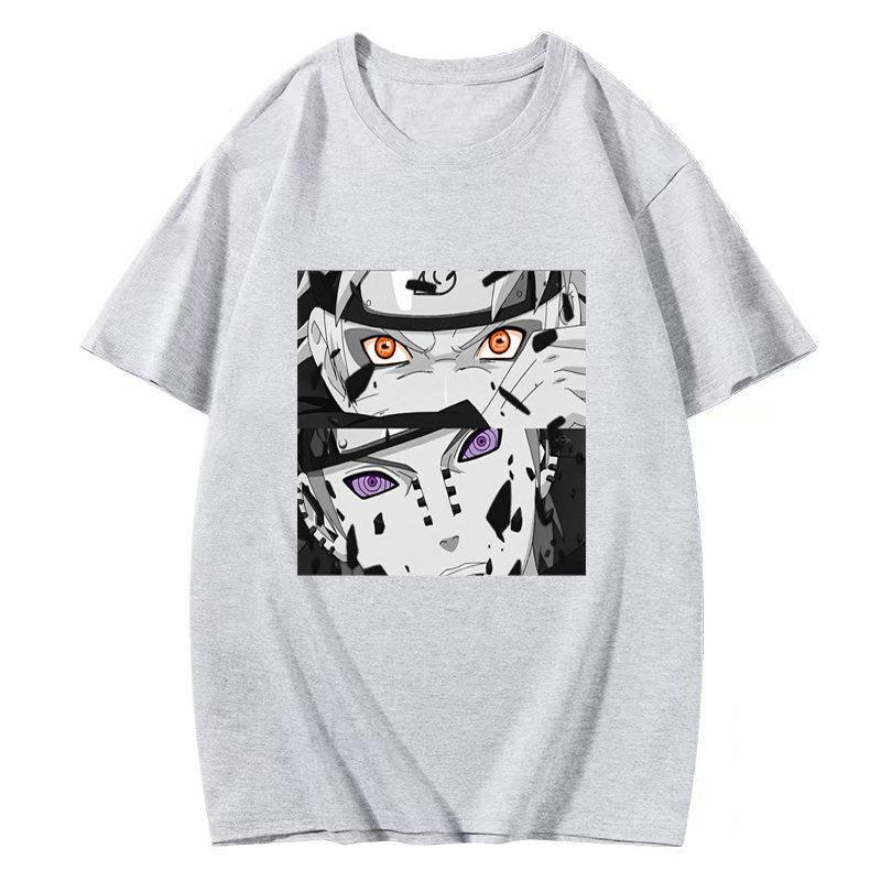 Japanese Anime Naruto Uchiha Itachi Printed T-shirt, Cotton Short Sleeve Unisex Fashion Street Couple Tops