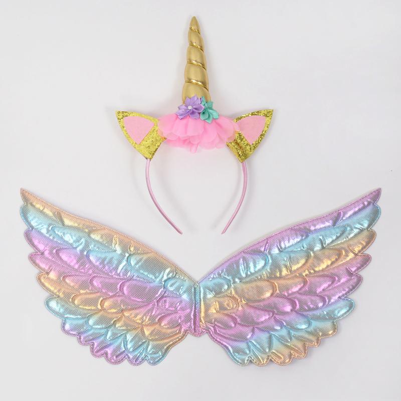 Regenboog Eenhoorn Engelenvleugels Haarband Voor Meisjes Eenhoorn Thema Verjaardagsfeest Decoratie Benodigdheden Kinder Cadeau Fee Cosplay Requisieten