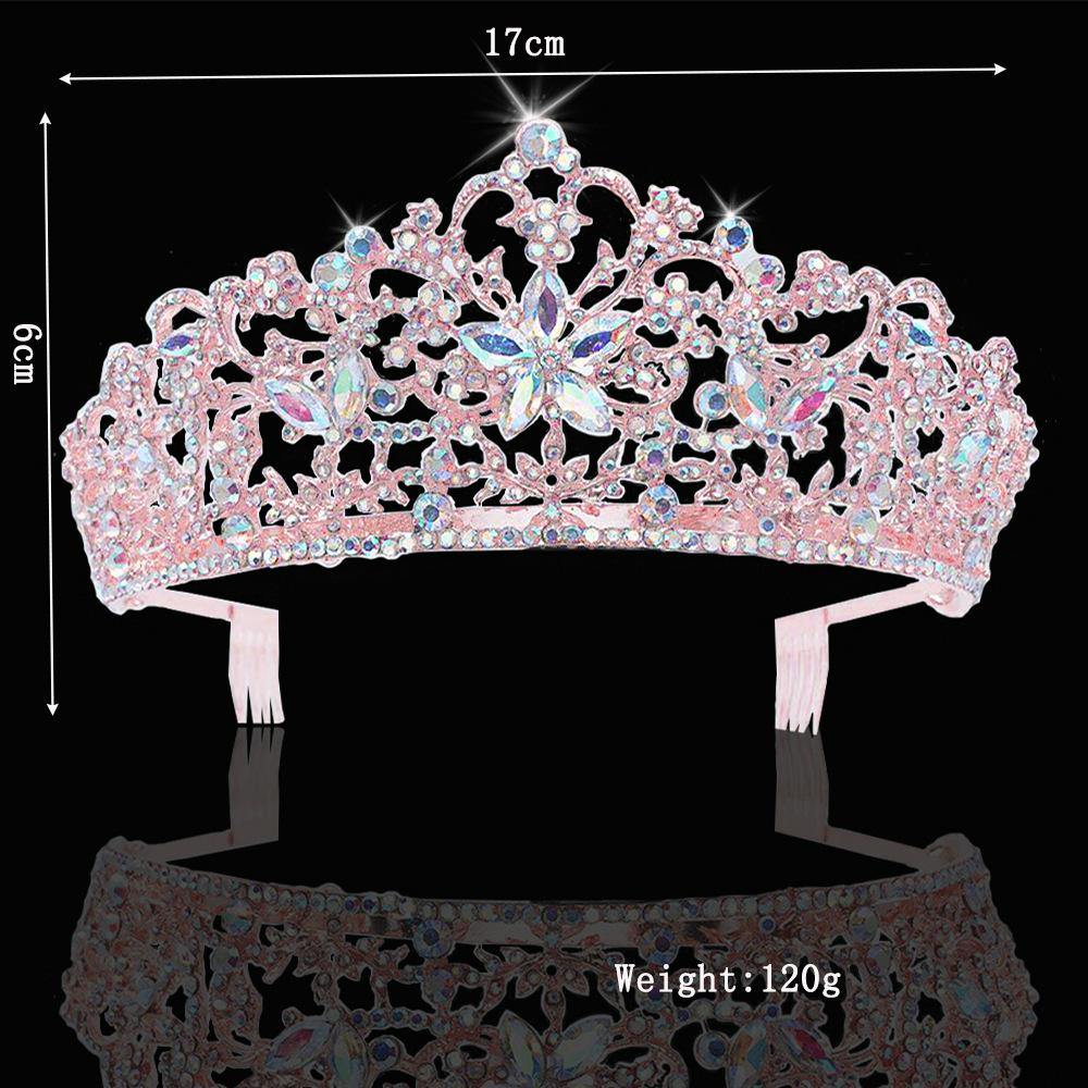 Baroque Vintage Rose Gold Color Crystal Flowers Bridal Tiaras Crown Rhinestone Pageant Crowns With Comb Wedding Hair Accessories
