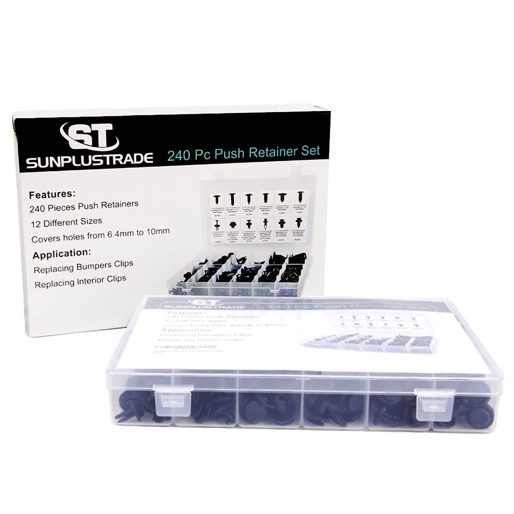 Sunplustrade 240 Pcs Bumper Clips Car Clips Plastic Rivets Fasteners Push Retainer Kit Most Popular Sizes Auto Push Pin Rivets Set for GM Ford Toyota