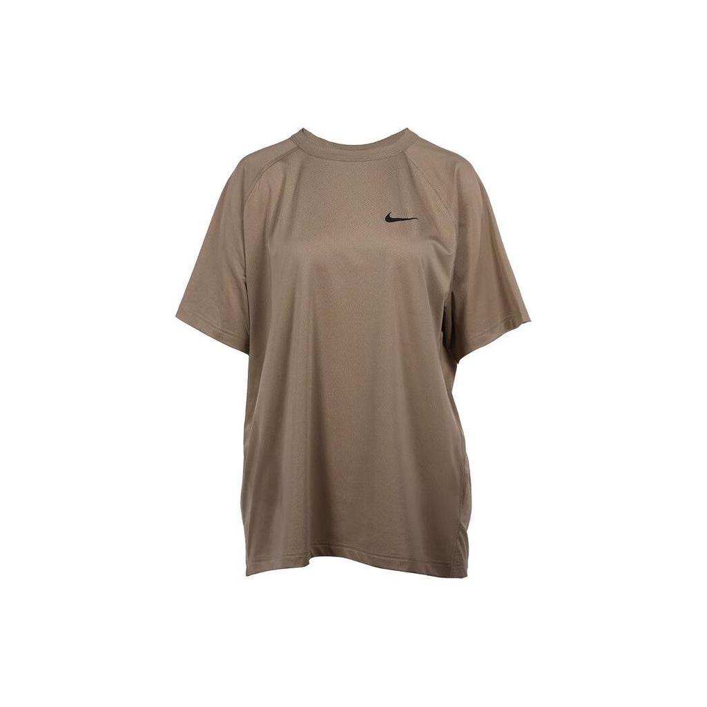 Nike Solid Color Casual Sports Loose Knit Crew Neck Short Sleeve Raglan T-Shirt Men Tops Brown DV9816-247