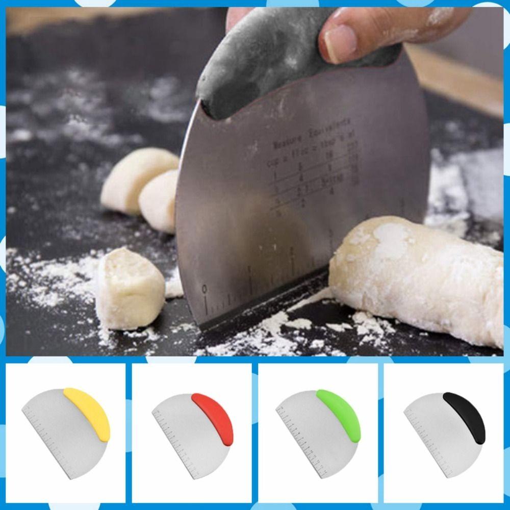 Stainless Steel Dough Cutter Plastic Handle Dough Scraper Portable Half Round Scraper Noodle