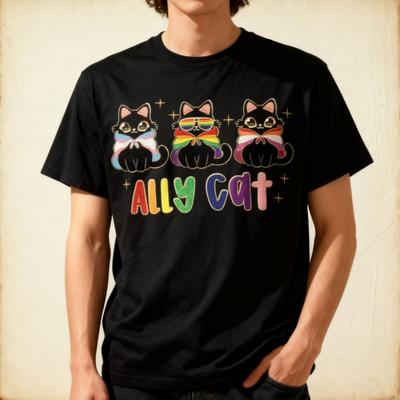 Kot Ally Tęczowa Flaga Dumy LGBT Miesiąc Dumy Gejowskiej 2025 Koszulka Unisex
