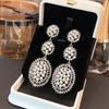Oval tassel earrings fashion exaggerated stud earrings personalized earrings niche high sense