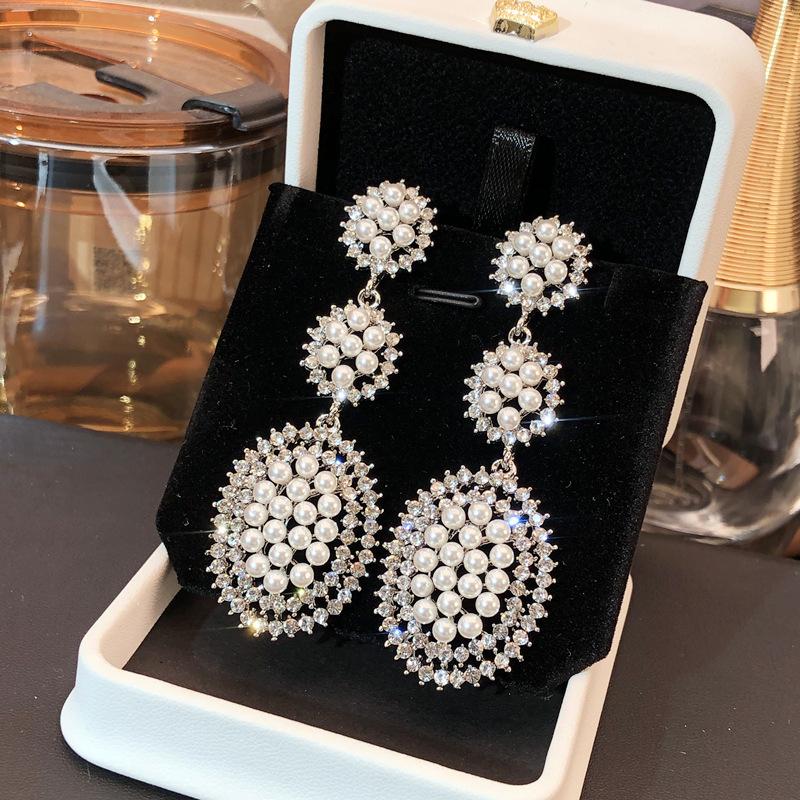 Oval tassel earrings fashion exaggerated stud earrings personalized earrings niche high sense