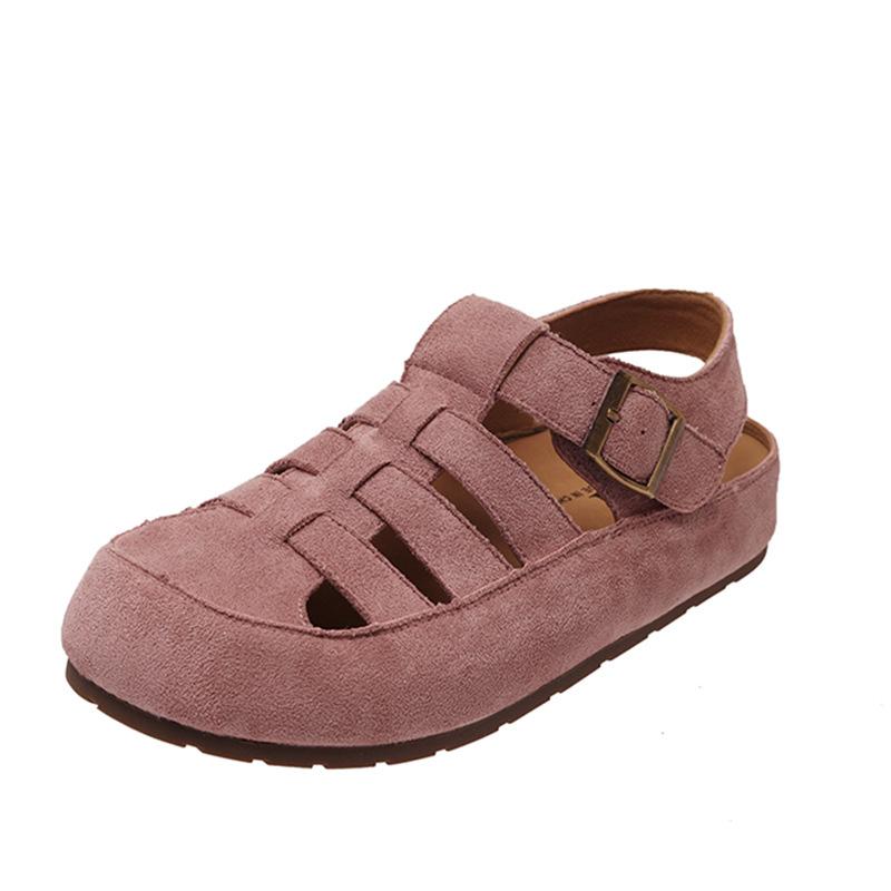 Nové boty z měkké kůže pro ženy, všestranné a retro sandály