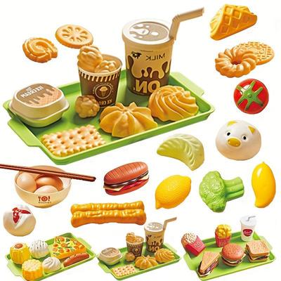 Kids Mini Kitchen Toy Pretends Play Simulated Food Hamburger Cookie Miniature Accessories for Children Girl Educational Gift