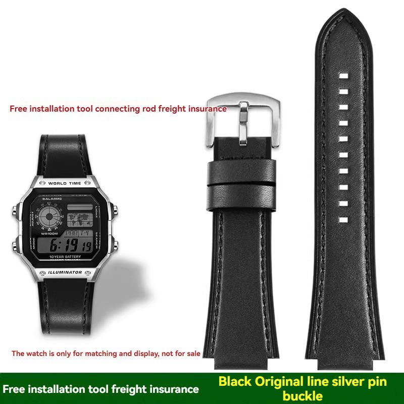 

Для Casio маленькие квадратные AE1200/1300/1500 SGW-300/400 W-218 мужские оригинальные ремешки для часов из натуральной кожи аксессуары 18mm