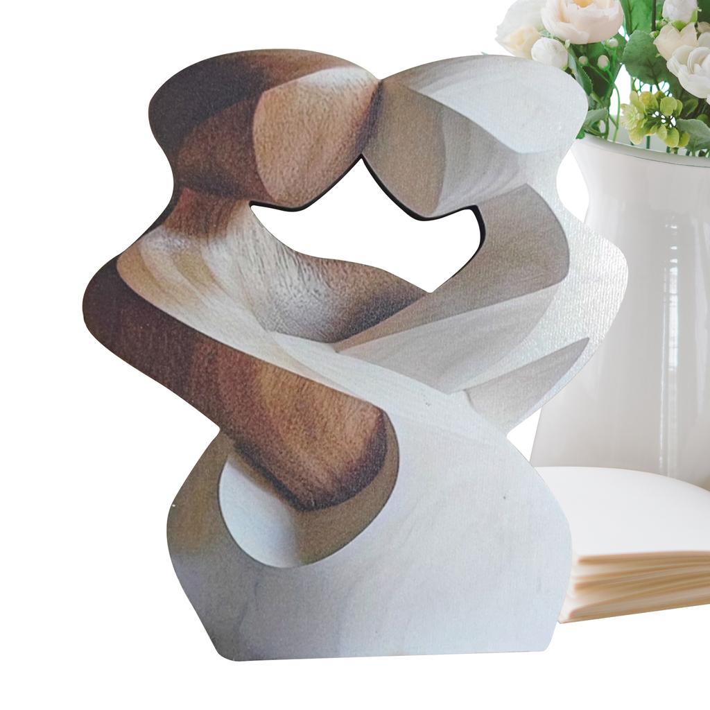 Wood Couple Statue Handcrafted Couple Ornament for Tabletop Hand Carved Artwork Statue for Home Study Shelf Sideboards Table Kid