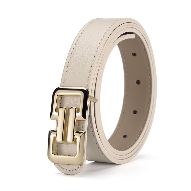Women's Multicolor Leather Belt with Alloy Buckle - Versatile Thin Waist Belt