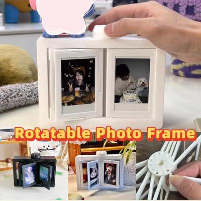 Otočný fotorámeček Pevný Idol Fotorámeček Stojan na vystavení Stolní doplněk Držák na Kpop fotokarty Pokoj Stolní dekorace