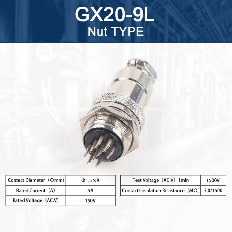 GX20 Nut Type  Male &Female Aviation Plug Socket Connector 2/3/4/5/6/7/8/9/10/12/14/15 PIN Cable Joint  Aviation Plug Connector