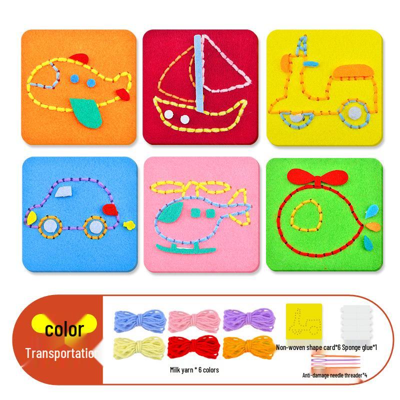 Montessori DIY Threading Toy Kit: Kindergarten Non-Woven Fabric Sewing Set