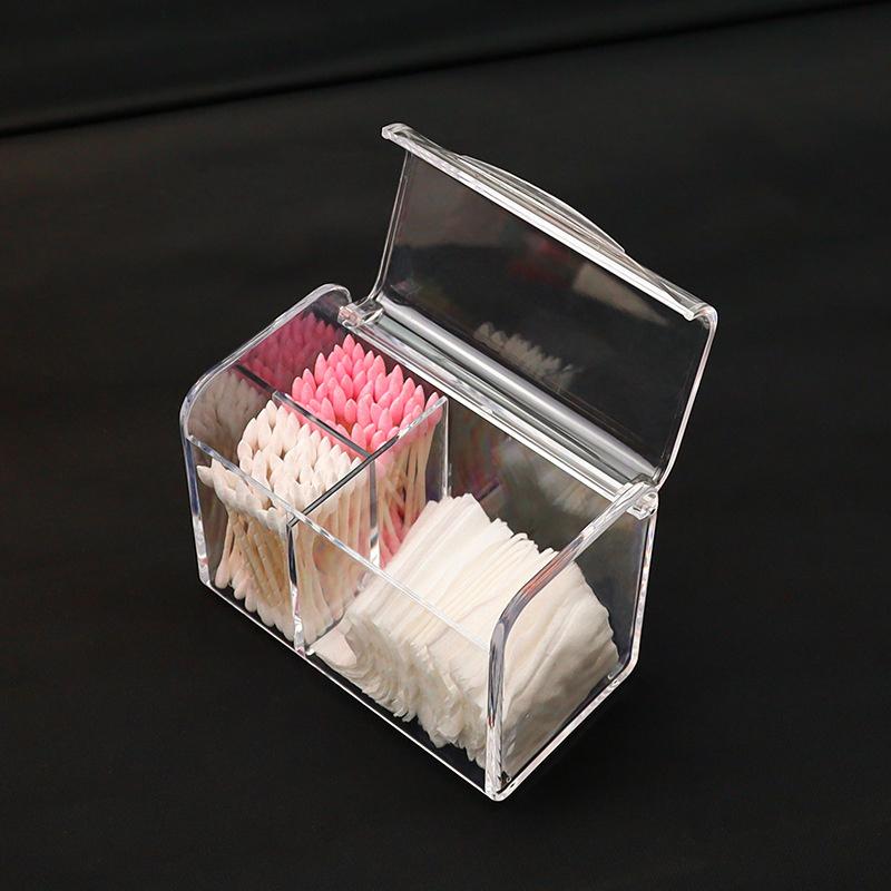 Staubdichte Aufbewahrungsbox für Make-up-Wattepads, Kunststoff-Aufbewahrungsbehälter für Kosmetiktupfer mit Deckel, transparenter Wattestäbchenhalter