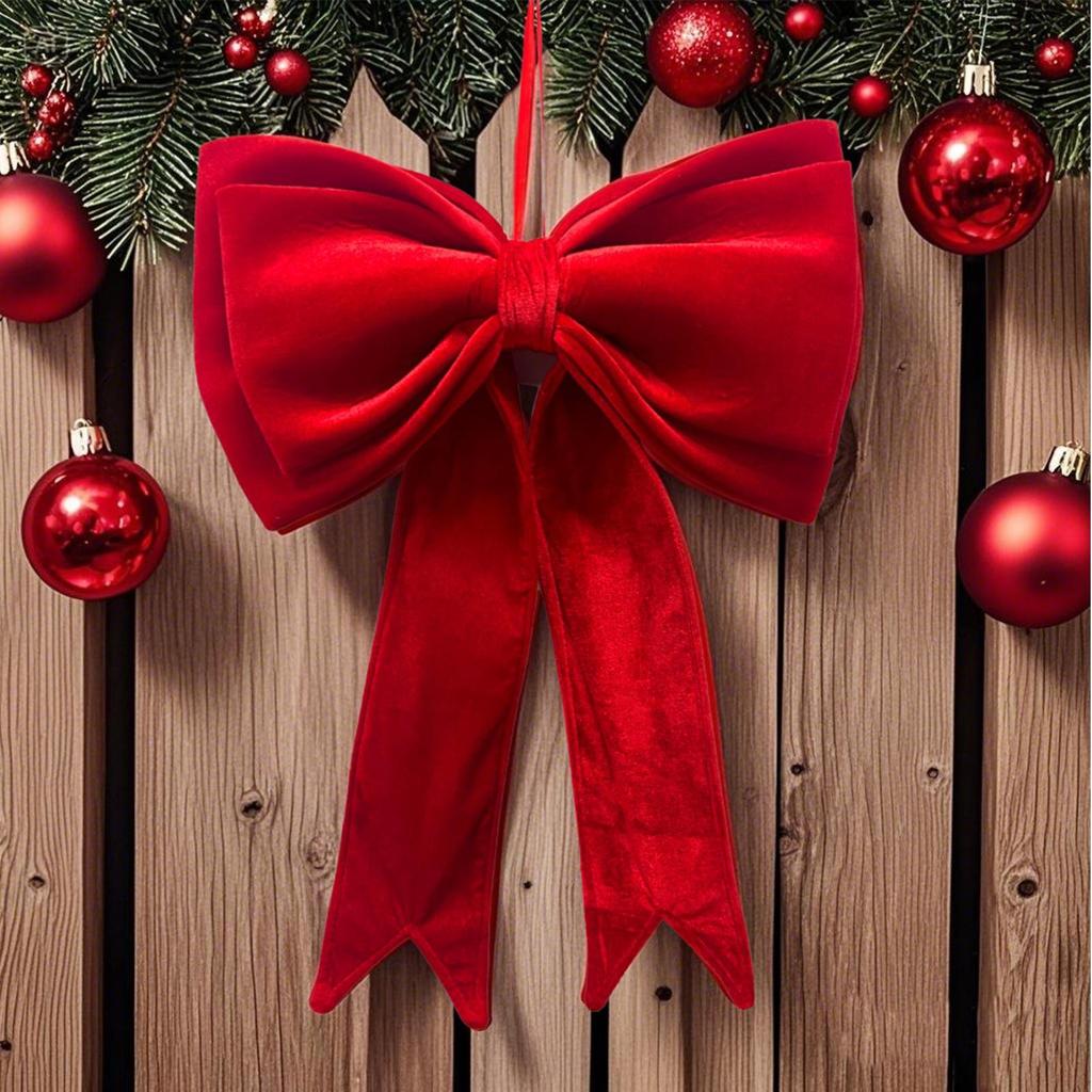 Christmas Velvet Bows 19x25 Inch Seasonal Decoration Hangable Holiday Decorations for Front Door Office Wreath Staircase Window