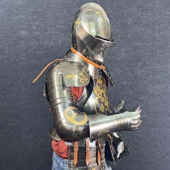Renaissance Foot Combat Armor Classic Steel Sabatons Armor Wearable Half Body Armor Suit LARP, Cosplay  Display Suit