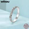 WOSTU Vintage 925 Sterling Silber Vintage Muster Ring für Frauen Einfacher Stil Silber Retro Ring Edlen Schmuck Geschenk