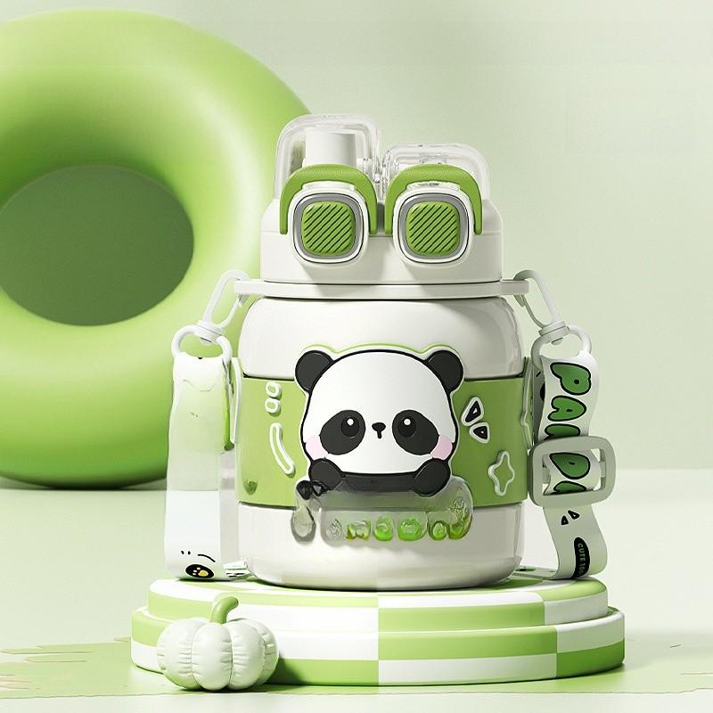 Cute Stainless Steel Thermos With Lockable Lid And Straw For Home And Office Use