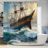 3D Printed Shower Curtain With Ship Artwork Perfect For Bathrooms