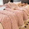 Nordic Double-Layer Thick Coral Fleece Blanket Keep Warm and Super Soft Sofa Nap Cover Queen King Quilt with Velvet for Winter